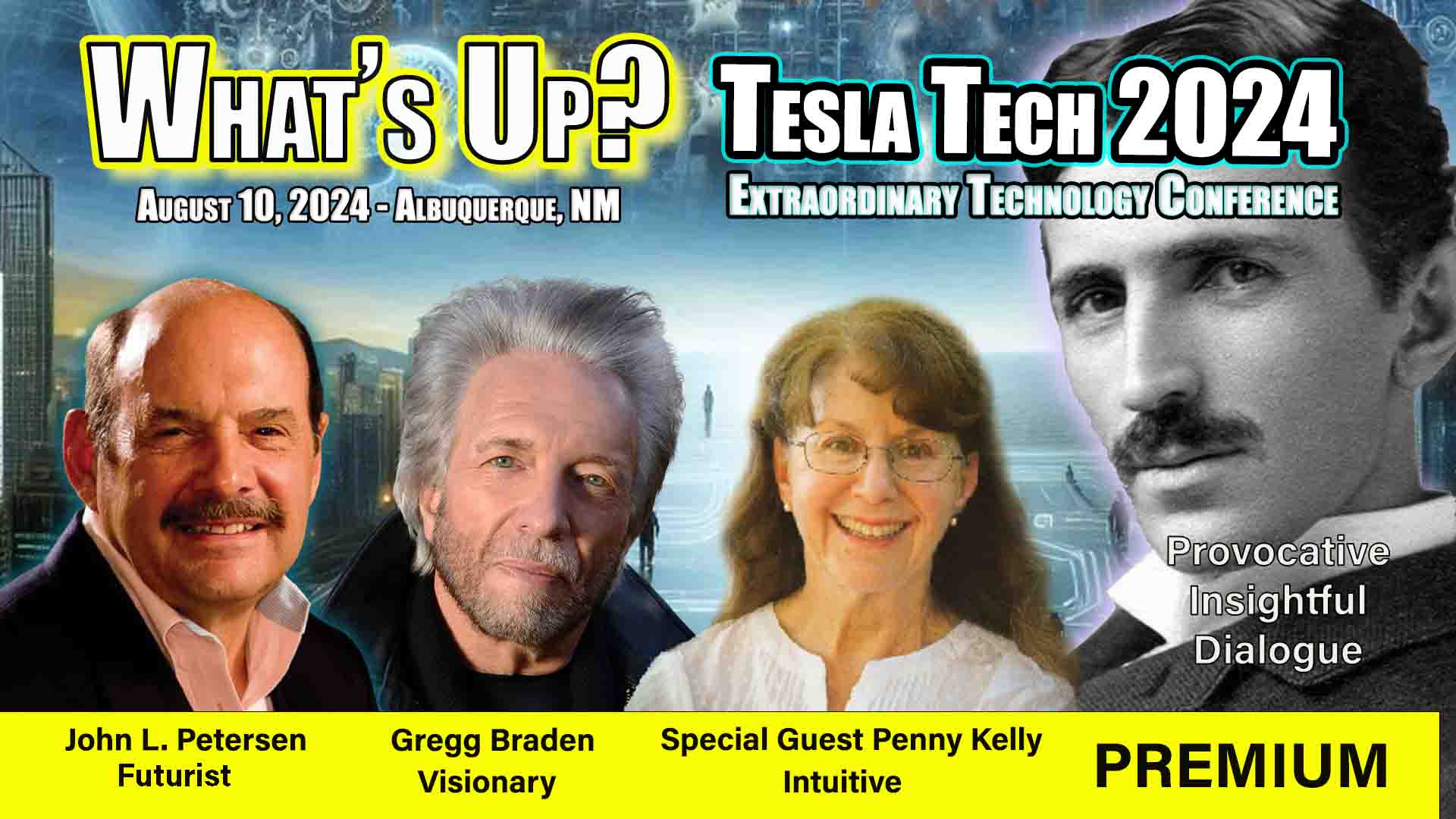 John Petersen & Gregg Braden speak at the Tesla Extraordinary Technology Conference in Albuquerque, NM in August 2024